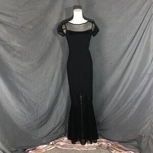 Prom 90’s Vintage Black Sheer Maxi Dress by Recollections Size 6